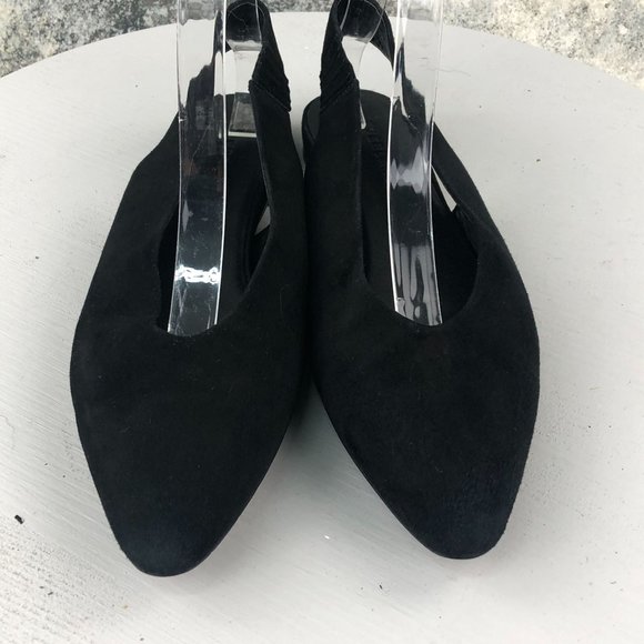 EVERLANE Women's Size 8 Black Suede The V Slingback Pointed Toe Flats Shoes - Picture 5 of 11